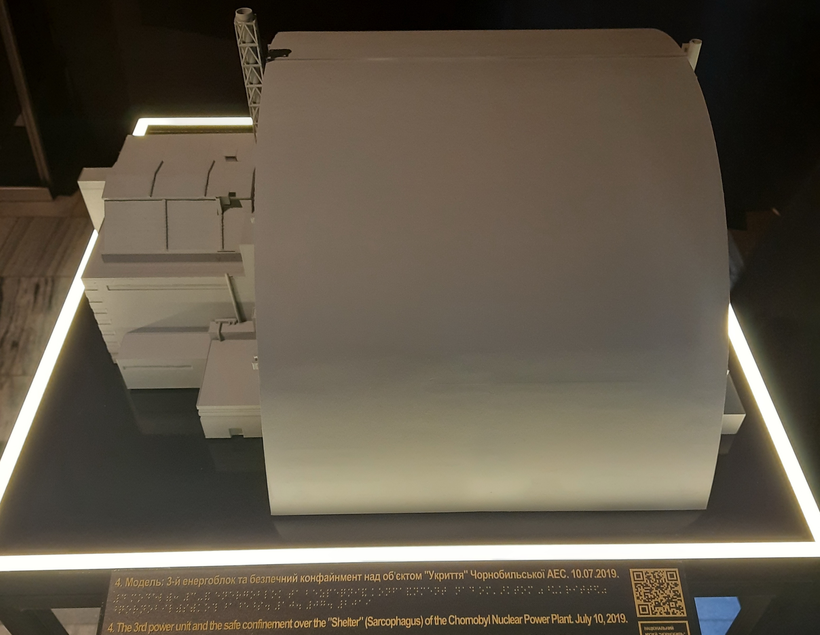 Unit 3 and the New Safe Confinement at the Chornobyl Nuclear Power Plant, as of 2019. Photo by Iryna Kovalenko from the National Chornobyl Museum exhibition before its 2026 renovation.