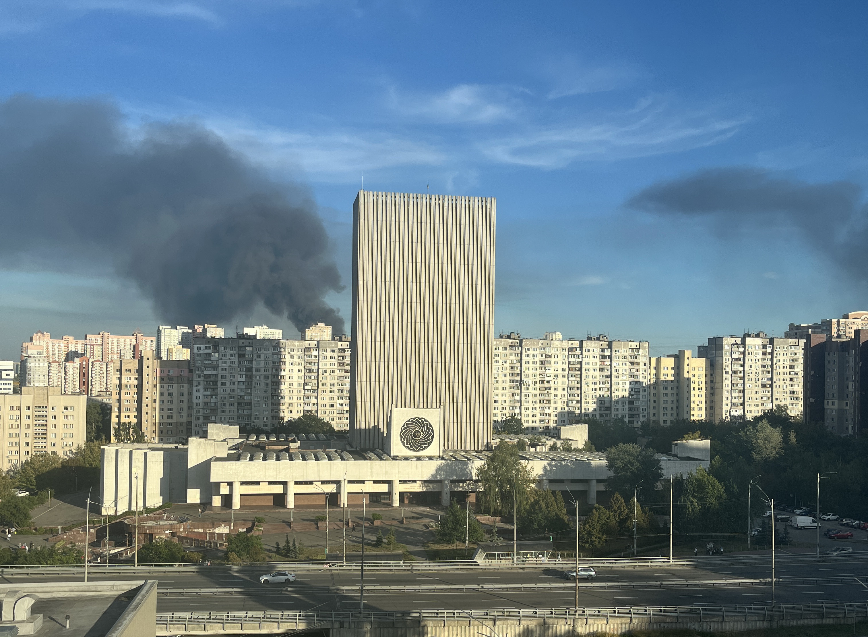 Smoke over Kyiv following Russian strikes. Photo credit: Kateryna Zudenkova